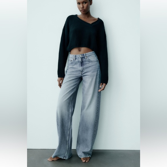 Zara jeans High waisted mid rise full length Zara blue jeans s. 42 brand new - Picture 10 of 13